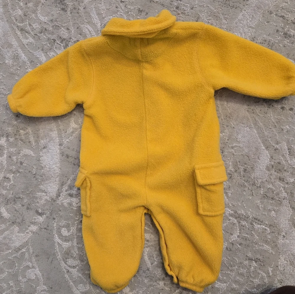 Vintage Y2k USA The Children's Place Yellow Fleece Cargo Pocket One Piece